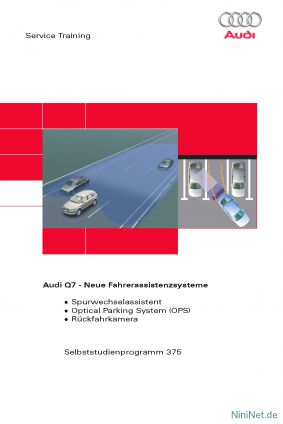 Cover des SSP Nr. 375 von Audi mit dem Titel: Audi Q7 - Neue Fahrerassistenzsysteme (SWA, OPS, Rückfahrkamera)