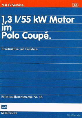 Cover des SSP Nr. 48 von VW mit dem Titel: 1,3 l/55 kW Motor im Polo Coupé 