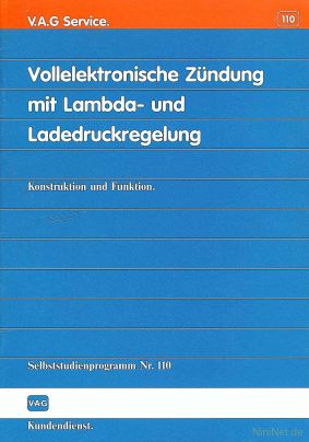 Cover des SSP Nr. 110 von Audi mit dem Titel: Vollelektronische Zündung mit Lambda- und Ladedruckregelung 