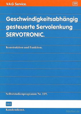 Cover des SSP Nr. 119 von Audi mit dem Titel: Geschwindigkeitsabhängig gesteuerte Servolenkung SERVOTRONIC 