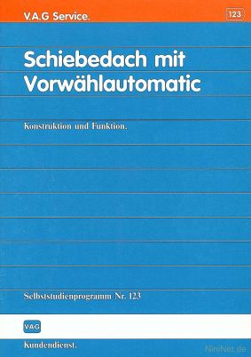 Cover des SSP Nr. 123 von Audi mit dem Titel: Schiebedach mit Vorwählautomatic 