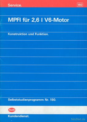 Cover des SSP Nr. 150 von Audi mit dem Titel: MPFI für 2,6 l V6-Motor 