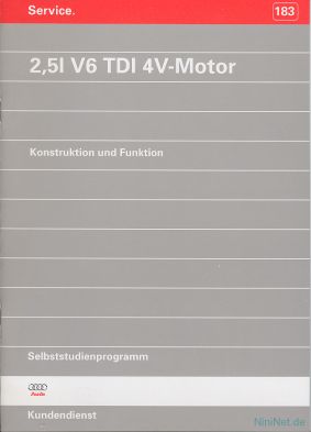 Cover des SSP Nr. 183 von Audi mit dem Titel: 2,5l V6 TDI 4V-Motor 