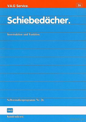 Cover des SSP Nr. 26 von Audi mit dem Titel: Schiebedächer 