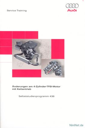 Cover des SSP Nr. 436 von Audi mit dem Titel: Änderungen am 4-Zylinder-TFSI-Motor mit Kettentrieb 
