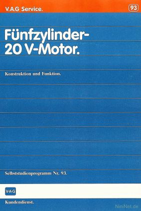 Cover des SSP Nr. 93 von Audi mit dem Titel: Fünfzylinder-20 V-Motor 