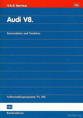 Cover des SSP Nr. 106 von Audi mit dem Titel: Audi V8 