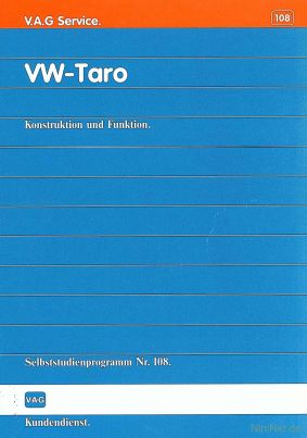 Cover des SSP Nr. 108 von VW mit dem Titel: VW-Taro 