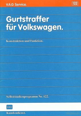 Cover des SSP Nr. 122 von VW mit dem Titel: Gurtstraffer für Volkswagen 