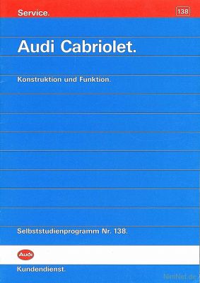 Cover des SSP Nr. 138 von Audi mit dem Titel: Audi Cabriolet 
