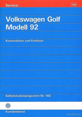 Cover des SSP Nr. 140 von VW mit dem Titel: Volkswagen Golf Modell 92 