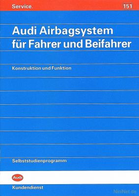 Cover des SSP Nr. 151 von Audi mit dem Titel: Audi Airbagsystem für Fahrer und Beifahrer 