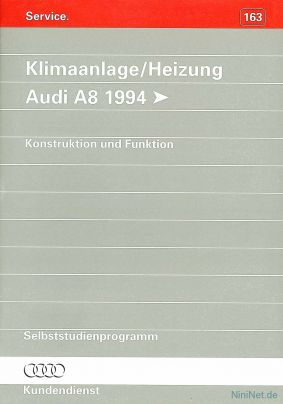 Cover des SSP Nr. 163 von Audi mit dem Titel: Klimaanlage/Heizung Audi A8 1994 