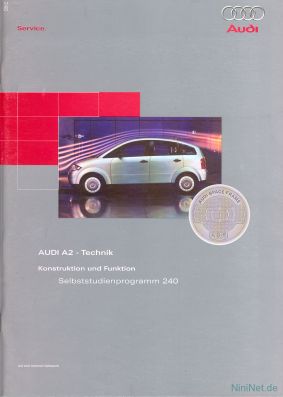 Cover des SSP Nr. 240 von Audi mit dem Titel: AUDI A2 - Technik 