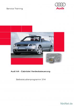 Cover des SSP Nr. 314 von Audi mit dem Titel: Audi A4 - Cabriolet Verdecksteuerung 