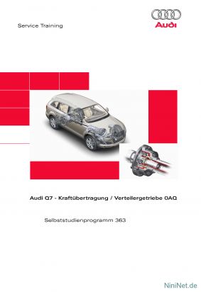 Cover des SSP Nr. 363 von Audi mit dem Titel: Audi Q7 - Kraftübertragung / Verteilergetriebe 0AQ 