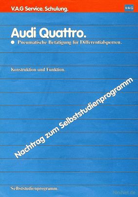 Cover des SSP Nr. 40 von Audi mit dem Titel: Audi Quattro •Pneumatische Betätigung für Differentialsperren