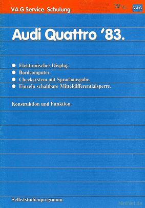 Cover des SSP Nr. 46 von Audi mit dem Titel: Audi Quattro ´83 