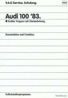 Cover des SSP Nr. 50 von Audi mit dem Titel: Audi 100 ´83 •Keihin Vergaser mit Startanhebung