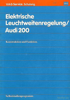 Cover des SSP Nr. 55 von Audi mit dem Titel: Elektrische Leuchtweitenregelung / Audi 200 
