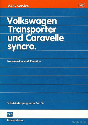 Cover des SSP Nr. 66 von VW mit dem Titel: Volkswagen Transporter und Caravelle syncro 