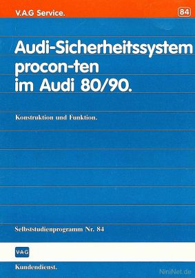 Cover des SSP Nr. 84 von Audi mit dem Titel: Audi Sicherheitssystem procon-ten im Audi 80/90 