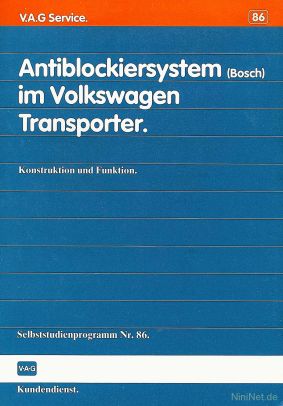 Cover des SSP Nr. 86 von VW mit dem Titel: Antiblockiersystem (Bosch) im Volkswagen Transporter 