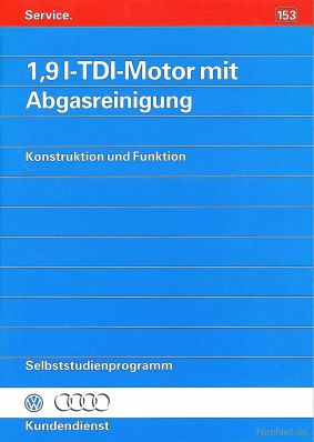 Cover des SSP Nr. 153 von VW / Audi mit dem Titel: 1,9 l-TDI-Motor mit Abgasreinigung 