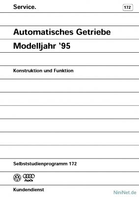 Cover des SSP Nr. 172 von VW / Audi mit dem Titel: Automatisches Getriebe Modelljahr ´95 