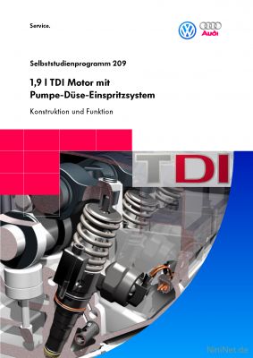 Cover des SSP Nr. 209 von VW / Audi mit dem Titel: 1,9l Motor mit Pumpe-Düse-Einspritzsystem 