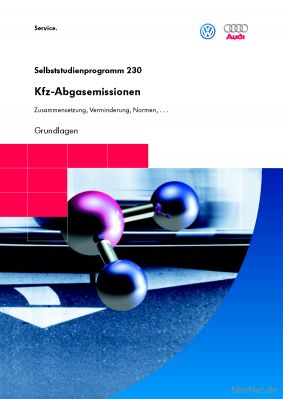 Cover des SSP Nr. 230 von VW / Audi mit dem Titel: Kfz-Abgasemissionen Zusammensetzung, Verminderung, Normen, . . .