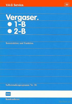 Cover des SSP Nr. 30 von VW / Audi mit dem Titel: Vergaser •1-B •2-B