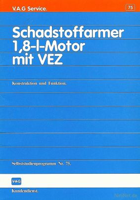 Cover des SSP Nr. 75 von VW / Audi mit dem Titel: Schadstoffarmer 1,8-l-Motor mit VEZ 
