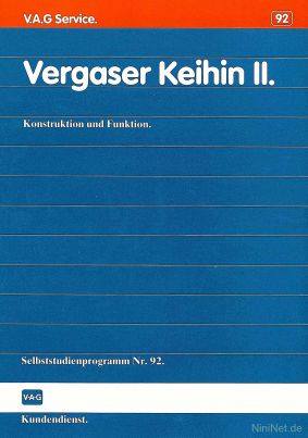 Cover des SSP Nr. 92 von VW / Audi mit dem Titel: Vergaser Keihin II 