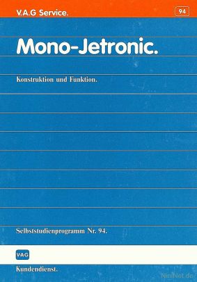 Cover des SSP Nr. 94 von VW / Audi mit dem Titel: Mono-Jetronic 