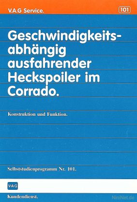 Cover des SSP Nr. 101 von VW mit dem Titel: Geschwindigkeitsabhängig ausfahrender Heckspoiler im Corrado 