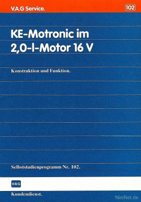 Cover des SSP Nr. 102 von VW mit dem Titel: KE-Motronic im 2,0-l-Motor 16 V 