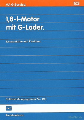 Cover des SSP Nr. 103 von VW mit dem Titel: 1,8-l-Motor mit G-Lader 