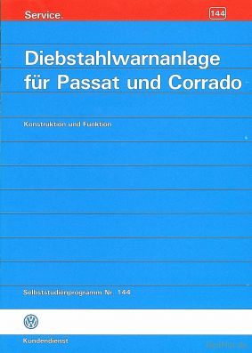 Cover des SSP Nr. 144 von VW mit dem Titel: Diebstahlwarnanlage für Passat und Corrado 