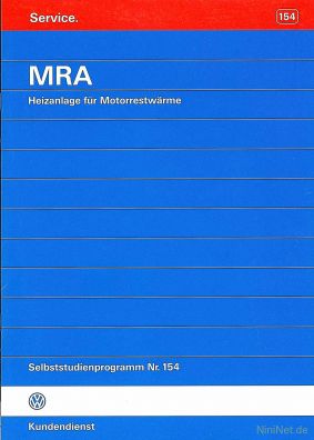 Cover des SSP Nr. 154 von VW mit dem Titel: MRA Heizanlage für Motorrestwärme