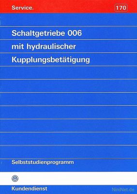 Cover des SSP Nr. 170 von VW mit dem Titel: Schaltgetriebe 006 mit hydraulischer Kupplungsbetätigung 