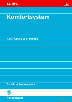 Cover des SSP Nr. 193 von VW mit dem Titel: Komfortsystem 