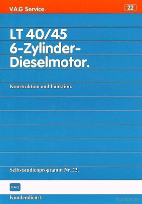 Cover des SSP Nr. 22 von VW mit dem Titel: LT 40/45 6-Zylinder-Dieselmotor 