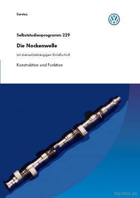 Cover des SSP Nr. 229 von VW mit dem Titel: Die Nockenwelle mit drehzahlabhängigem Einlaßschluß