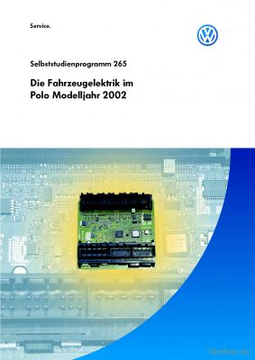 Cover des SSP Nr. 265 von VW mit dem Titel: Die Fahrzeugelektrik im Polo Modelljahr 2002 
