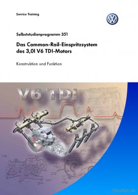 Cover des SSP Nr. 351 von VW mit dem Titel: Das Common-Rail-Einspritzsystem des 3,0l V6 TDI-Motors 