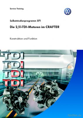 Cover des SSP Nr. 371 von VW mit dem Titel: Die 2,5l-TDI-Motoren im CRAFTER 