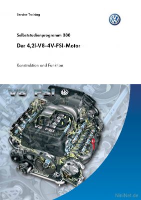 Cover des SSP Nr. 388 von VW mit dem Titel: Der 4,2l-V8-4V-FSI-Motor 