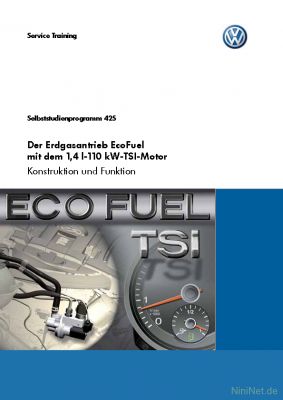 Cover des SSP Nr. 425 von VW mit dem Titel: Der Erdgasantrieb EcoFuel mit dem 1,4 l-110 kW-TSI-Motor 