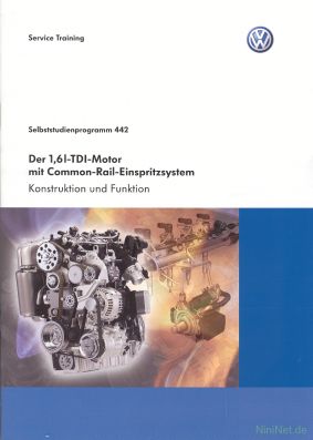 Cover des SSP Nr. 442 von VW mit dem Titel: Der 1,6l-TDI-Motor mit Common-Rail-Einspritzsystem 